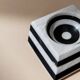 Cendrier vintage en marbre - illusion d’optique rayée noir et blanc - Art déco Italie années 1930