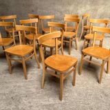 13 vintage wooden bistro chairs 1950 1960