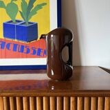 Mid-century modern brown ceramic vase / jug, Il Picchio Italy 1970s