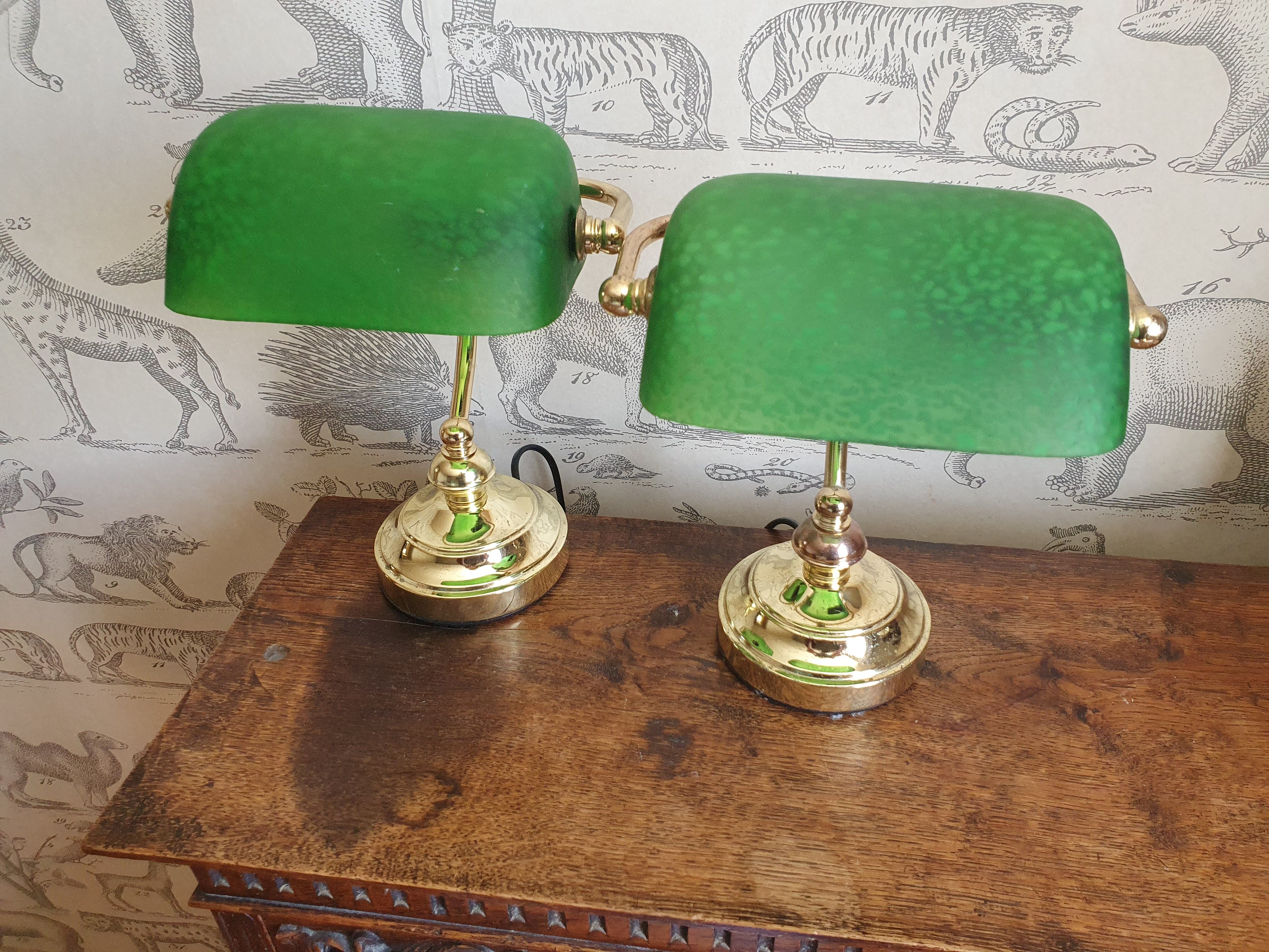 Pair of notary or banker lamps