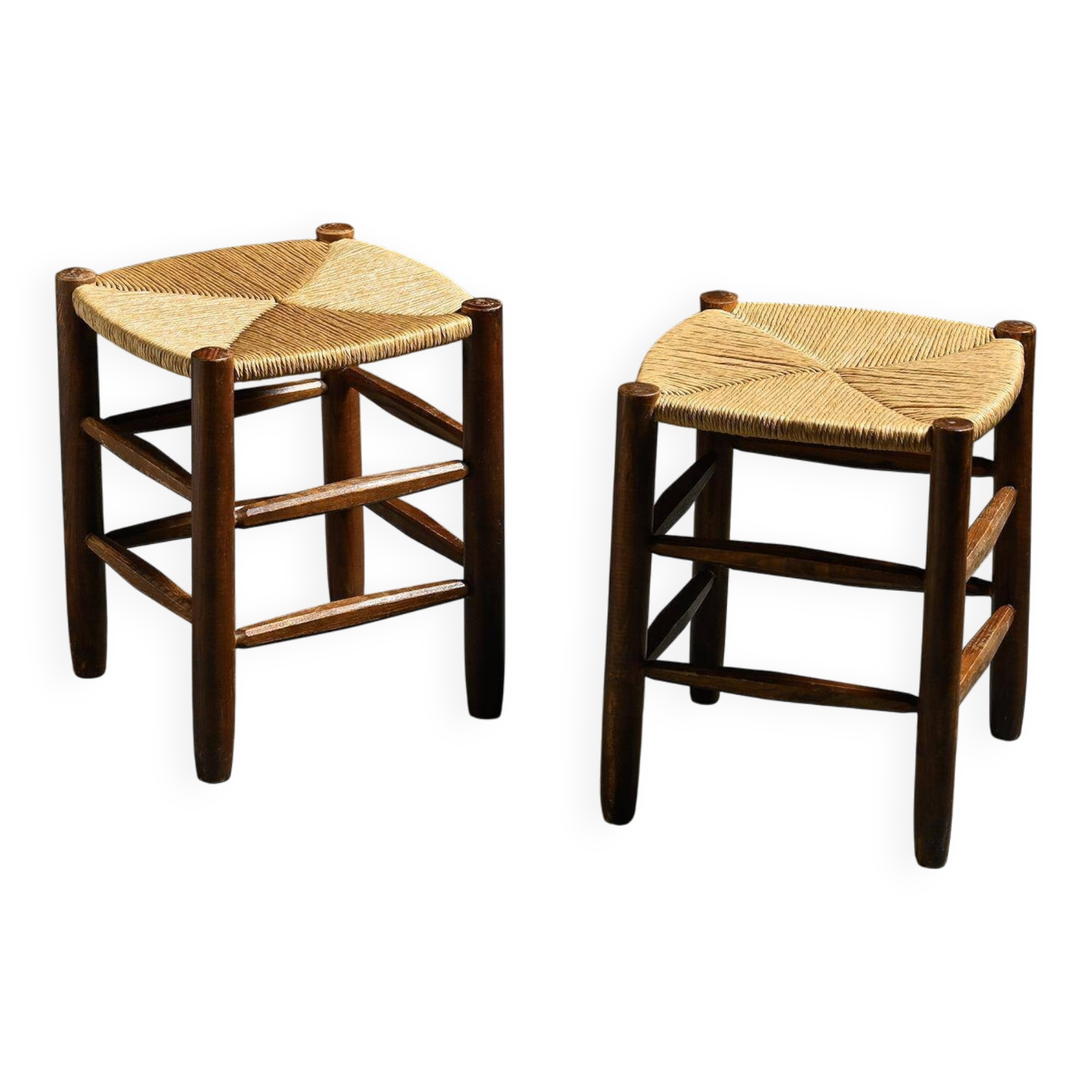 Pair of Bauche stools by Charlotte Perriand, Maison Sentou, circa 1950