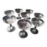 8 old glass champagne glasses