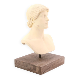 Greek bust in resin and wooden base