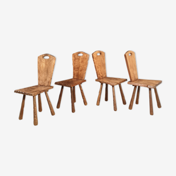 Lot de 4 chaises brutalistes