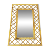 Mid Century Bamboo and Rattan Wall Mirror, Italy, 1960s
