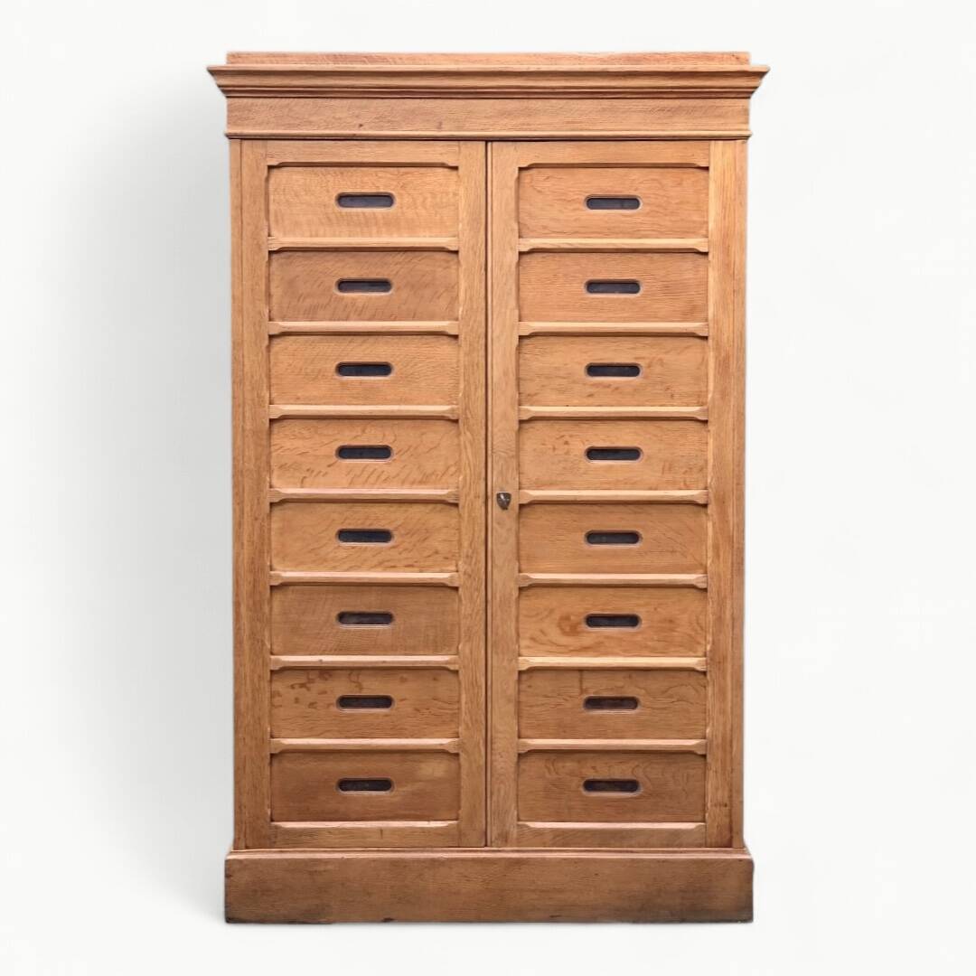 Solid raw oak notary cabinet, 1920