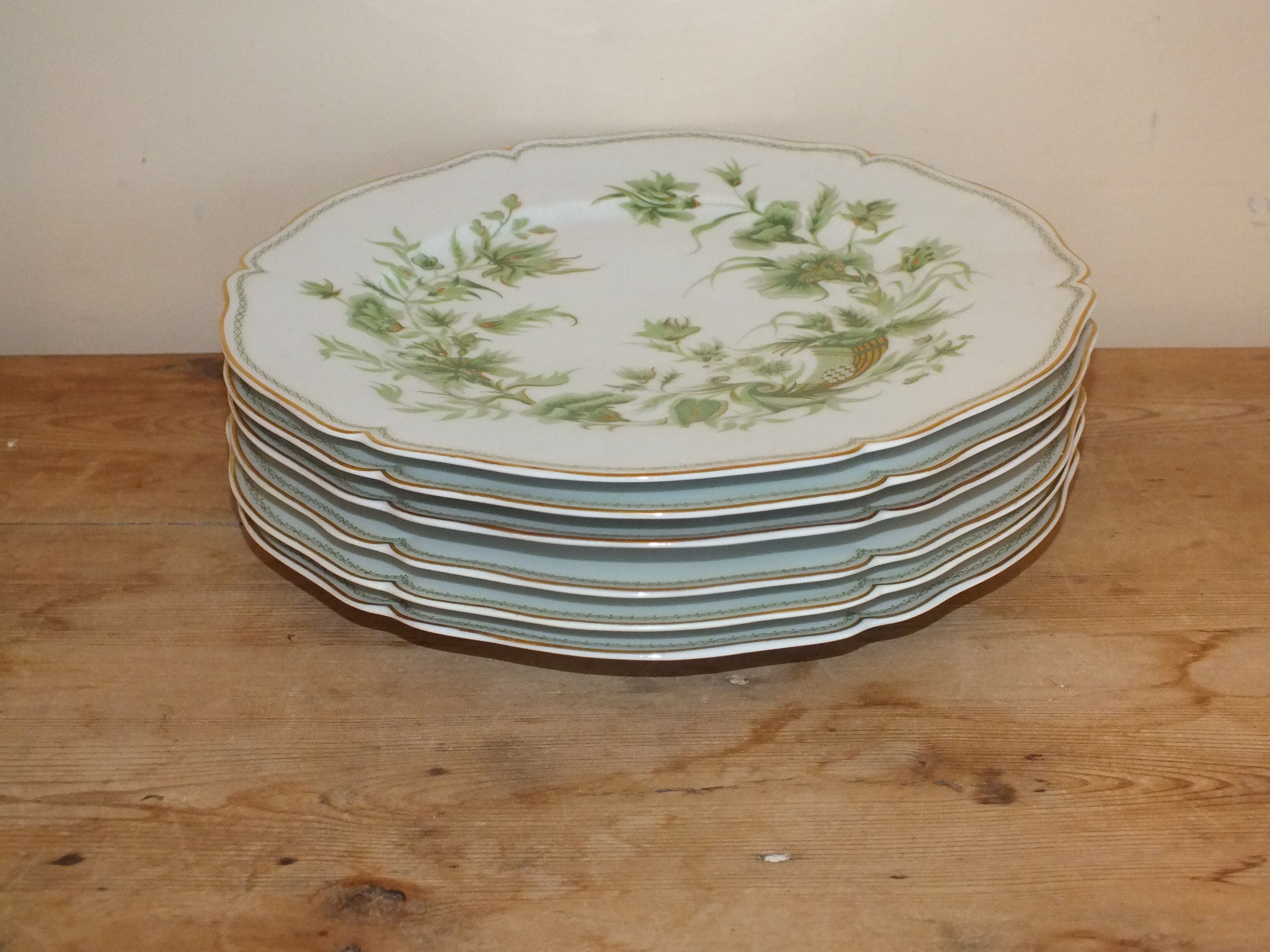 6 Limoges Haviland porcelain plates horn service