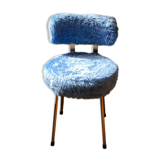 Chaise moumoute 70´s pelfran bleu ciel