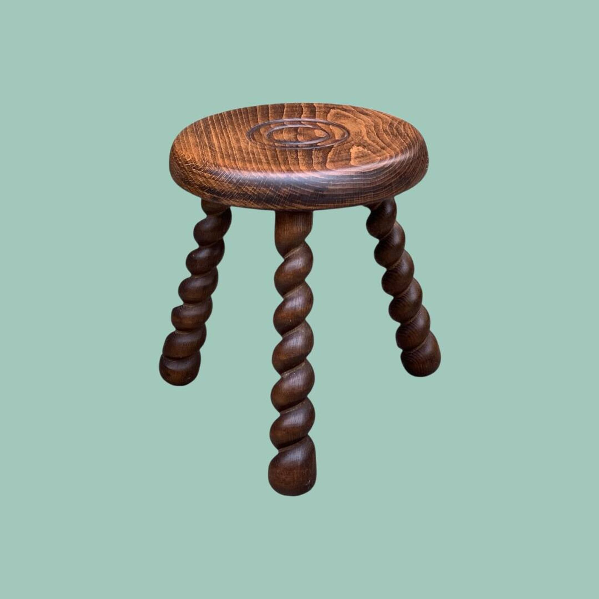 3 vintage turned wood stools