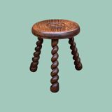 3 vintage turned wood stools