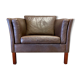 Fauteuil cuir marron scandinave 1960