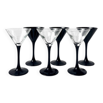 Set of 6 Vintage Luminarc Martini Glasses, France