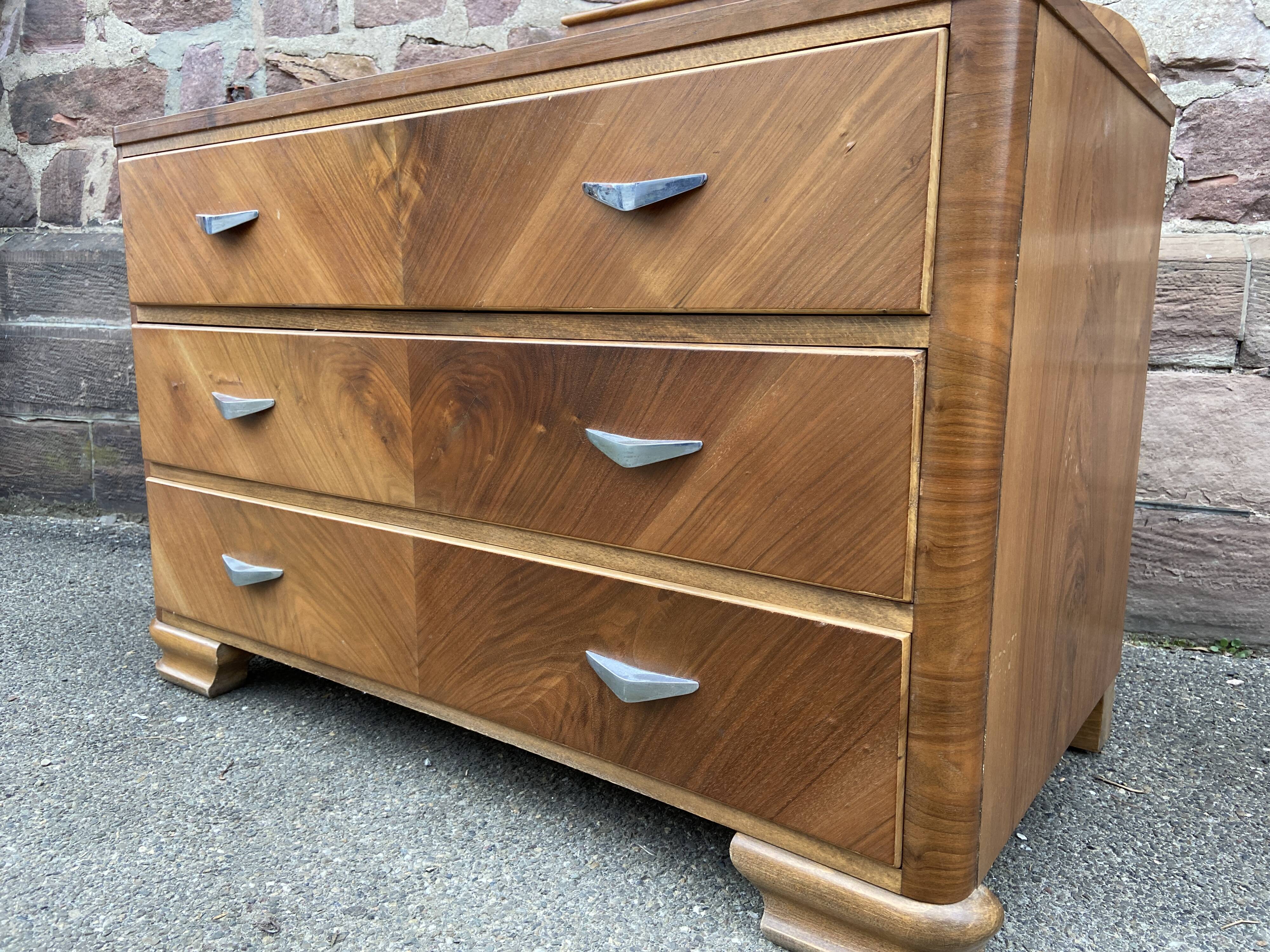Commode ART DECO vintage walnut 1950