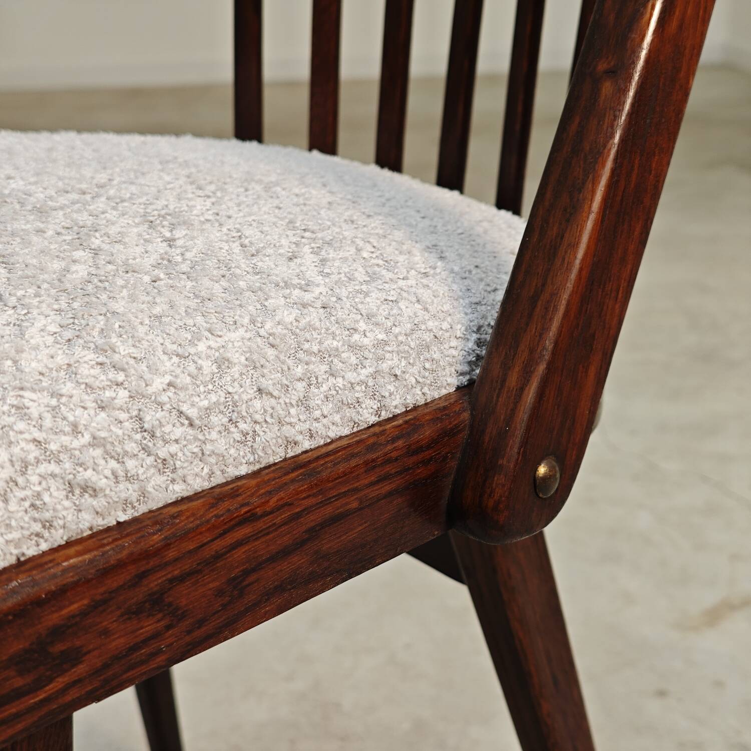 Set of 4 grey bouclette chairs by Antonin Suman