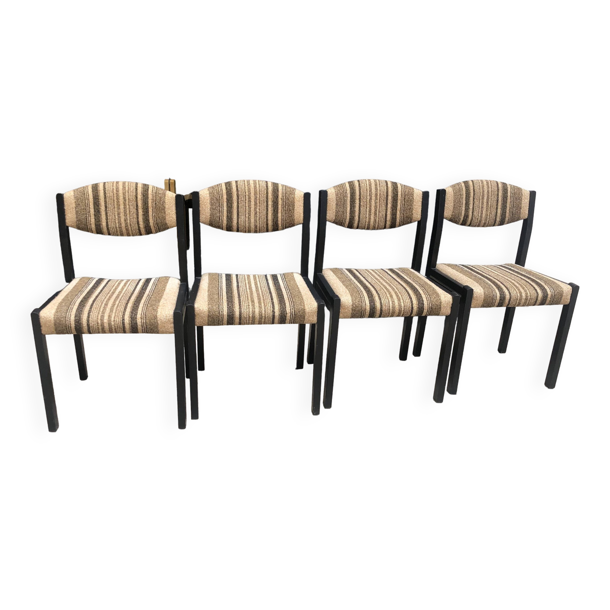 4 Self chairs in wood and fabric