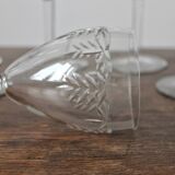 8 Vintage Frieze Etched Crystal Red Wine Glasses