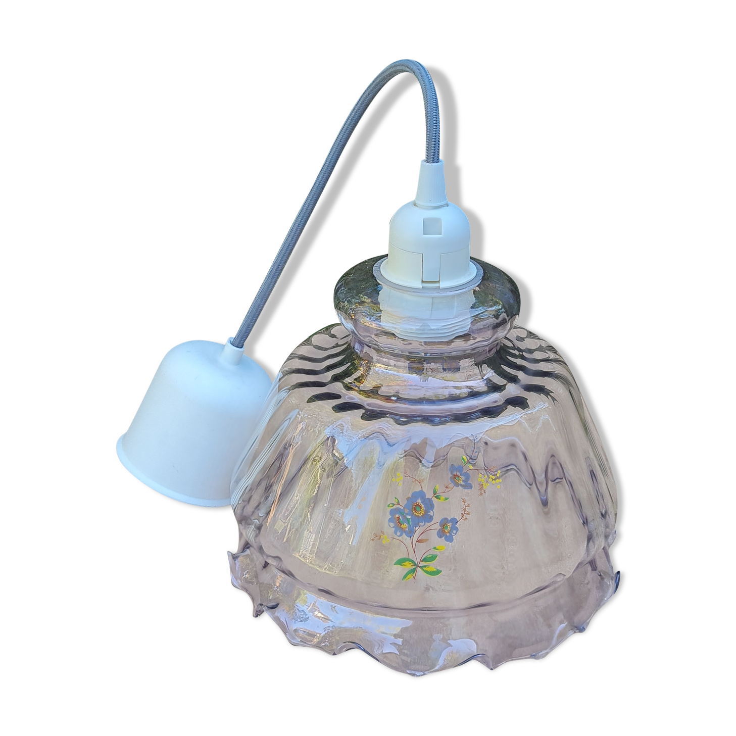 Vintage glass suspension in slightly purple color