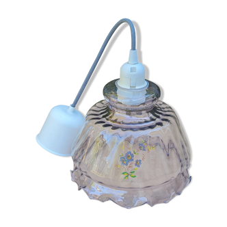 Suspension en verre vintage de couleur légèrement violet