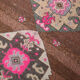 Geometric brown oushak runner rug, 97x326cm