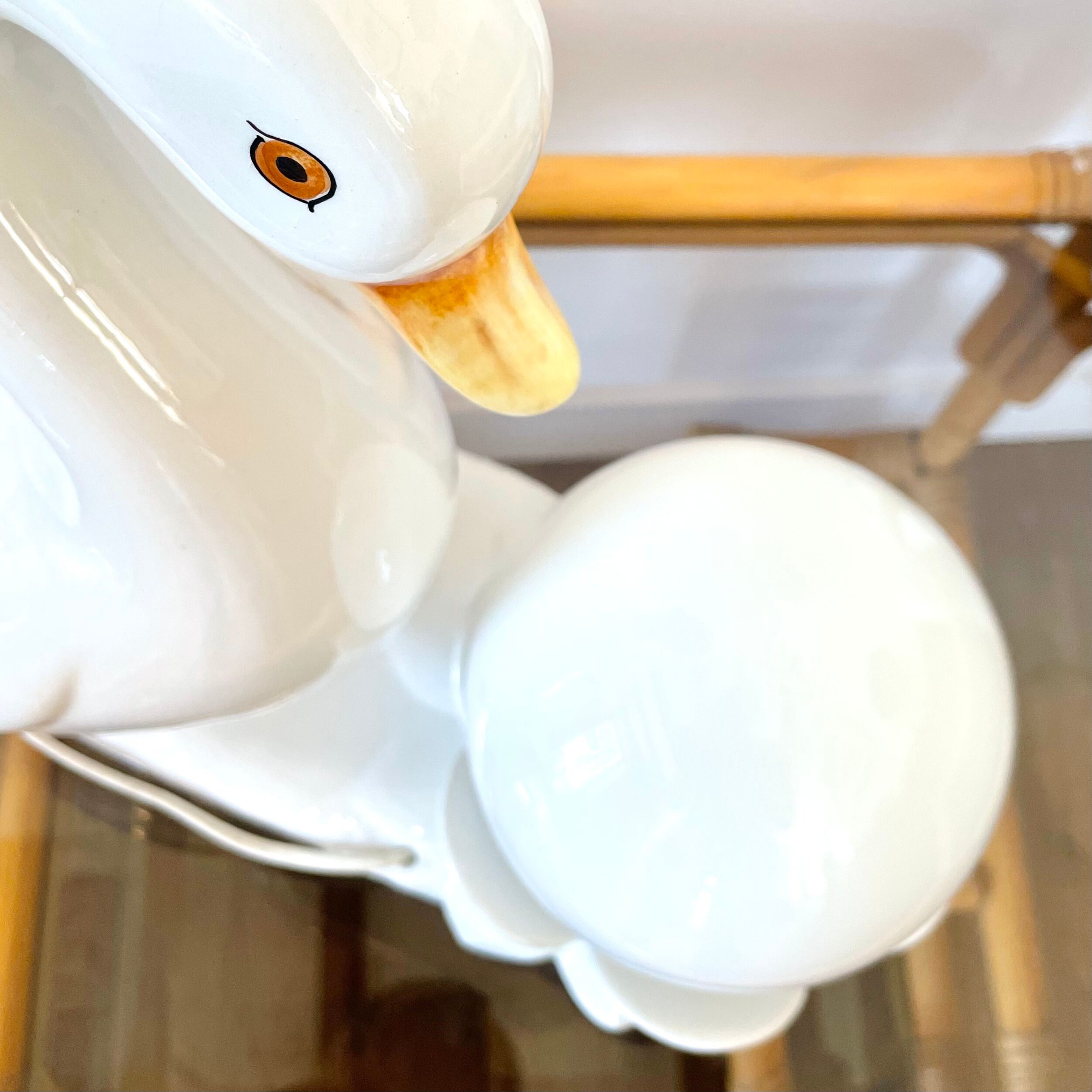 Ceramic goose lamp and globe 80s