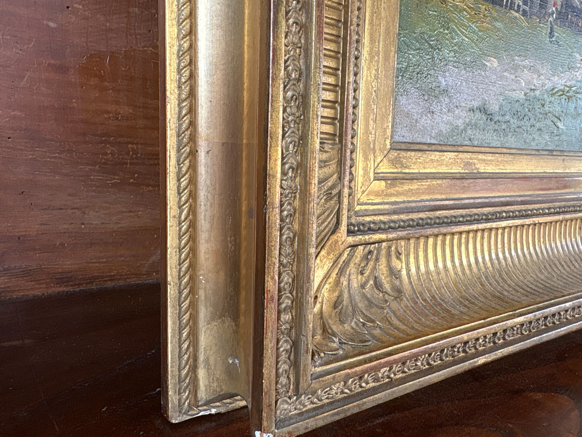 Oil on canvas, old, signed Th. Linsyer (19th-20th century) – gilded frame