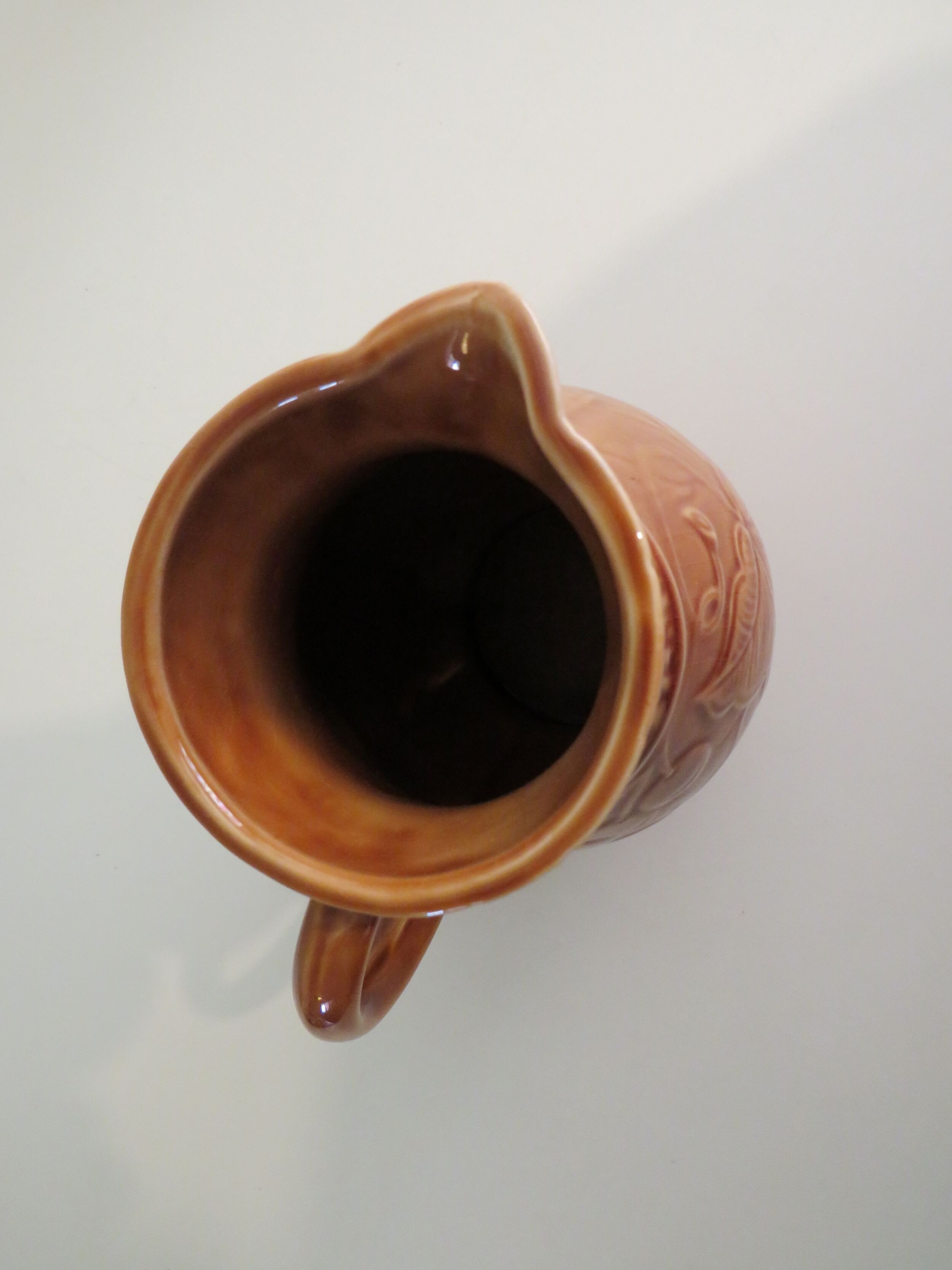 Sarreguemines pitcher and goblets, France 1970s