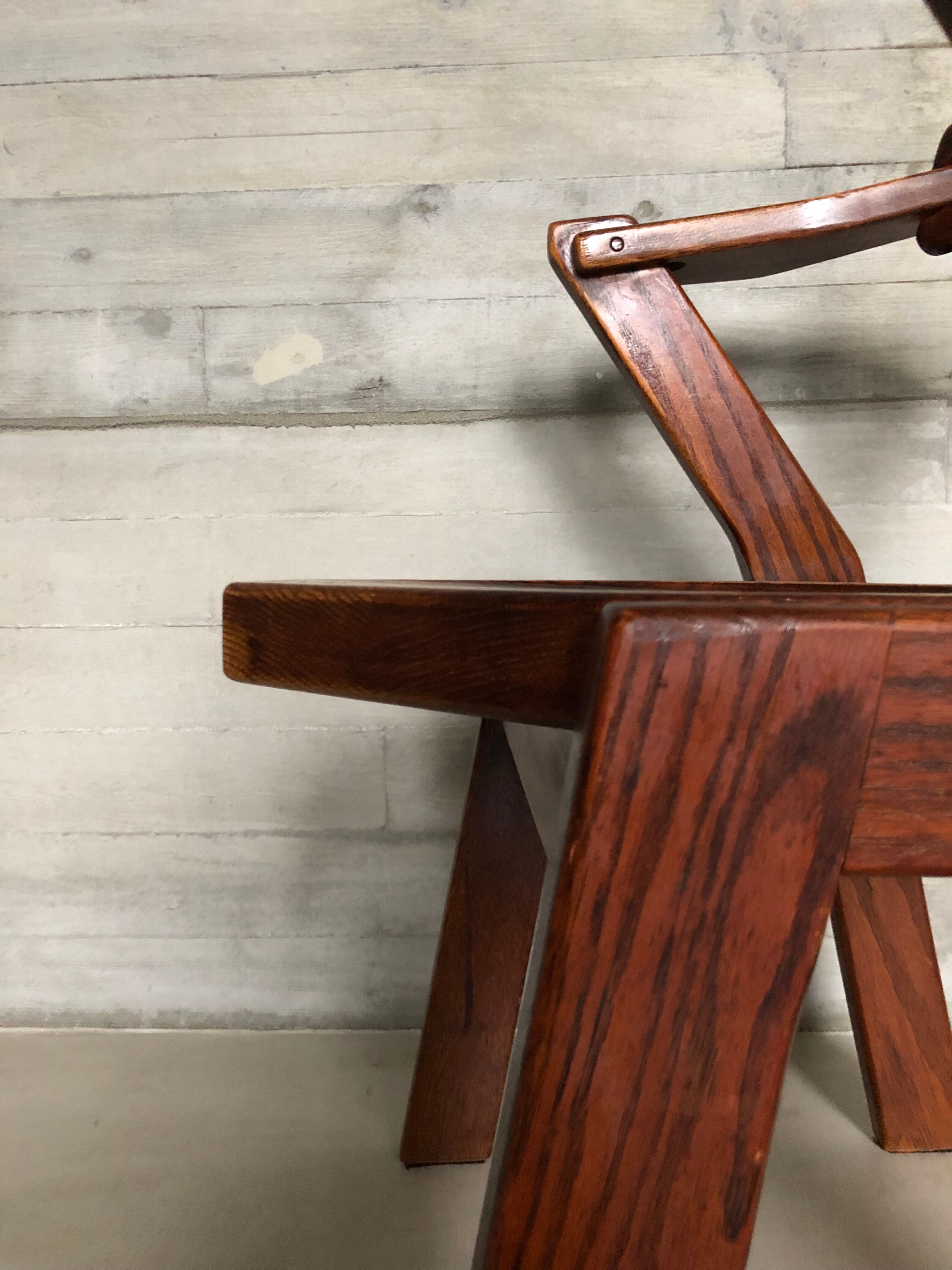 Set of 4 brutalist dutch oak chairs