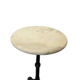 French Bistro Side Table Marble Top, mid-century