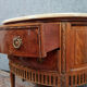 Commode sauteuse Louis XVI Demie lune en loupe d'orme et noyer vers 1900