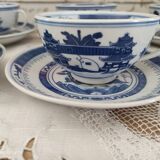 Set of 8 tea cups and sub-cups décor blue Asian landscape