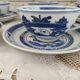 Set of 8 tea cups and sub-cups décor blue Asian landscape
