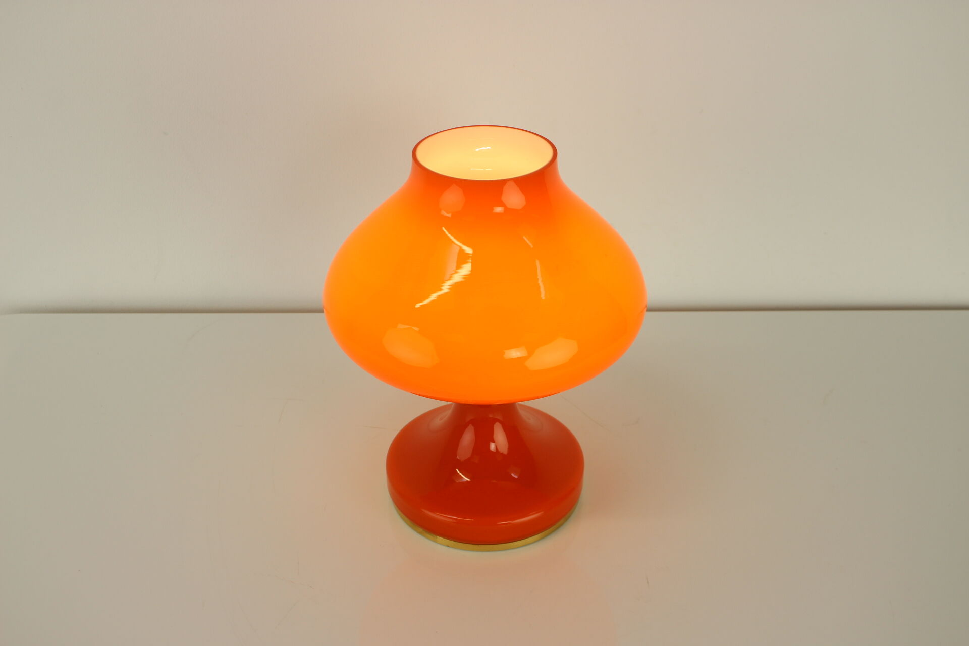 All Glass Orange Table Lamp by Valasske Mezirici, 1970s