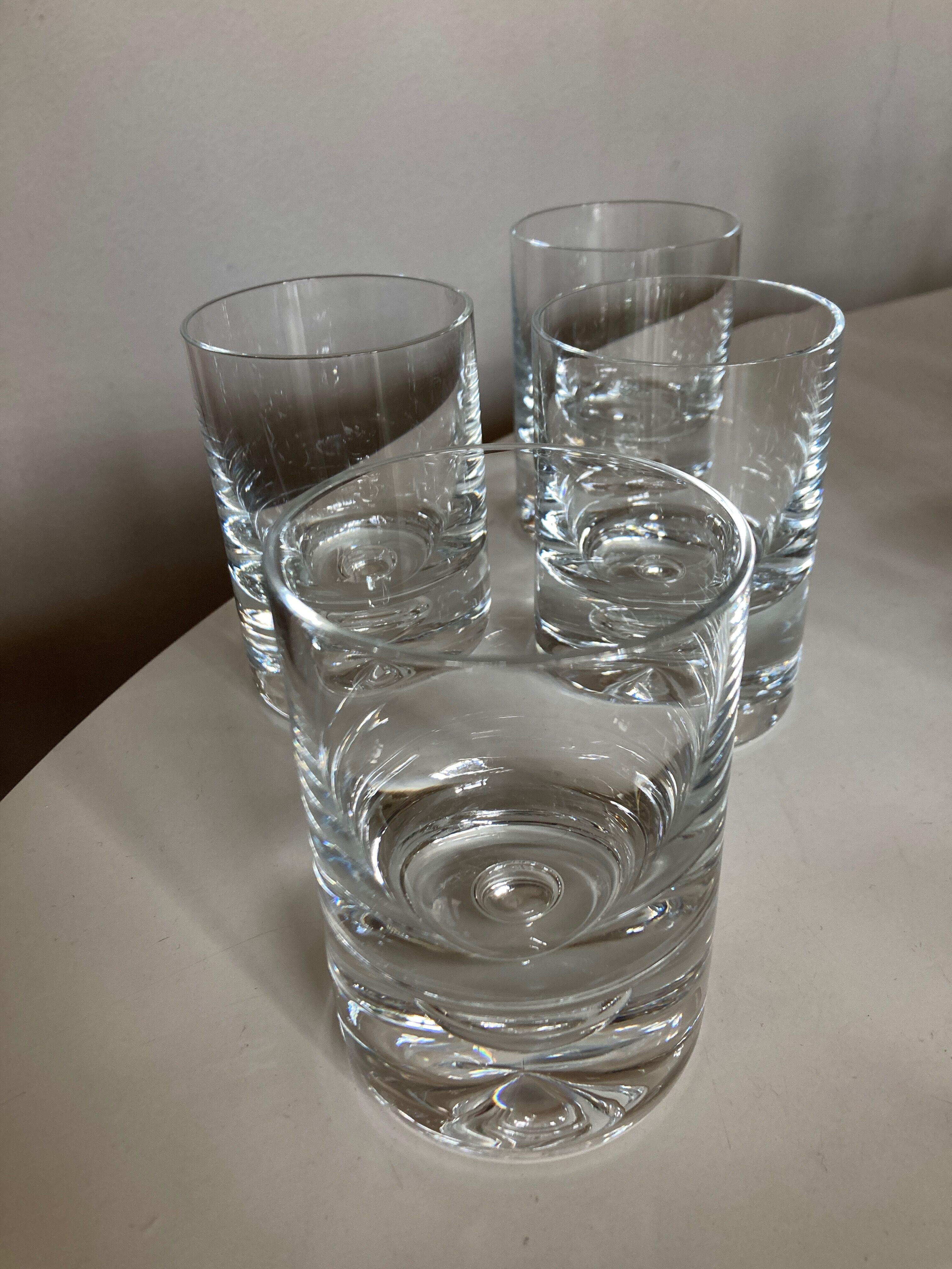 Set of 4 glasses cups whisky bubble closed Scandinavian crystal 1970