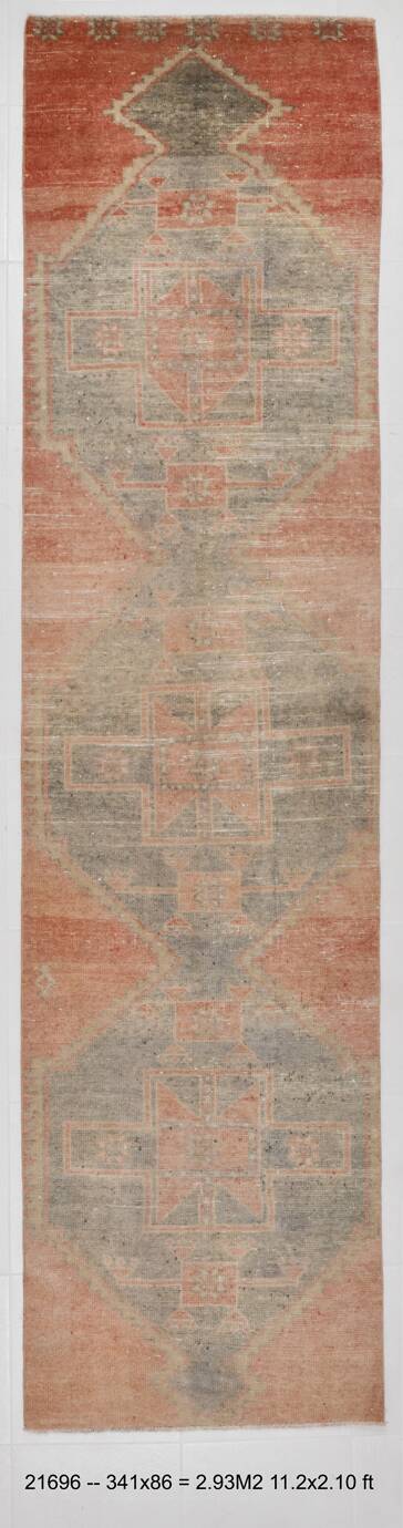 Rug For Hallway Turkish Vintage Runner Rug, 86x341Cm