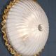 Vintage 20thc set of three frosted glass & brass wall lights, murano c.1980