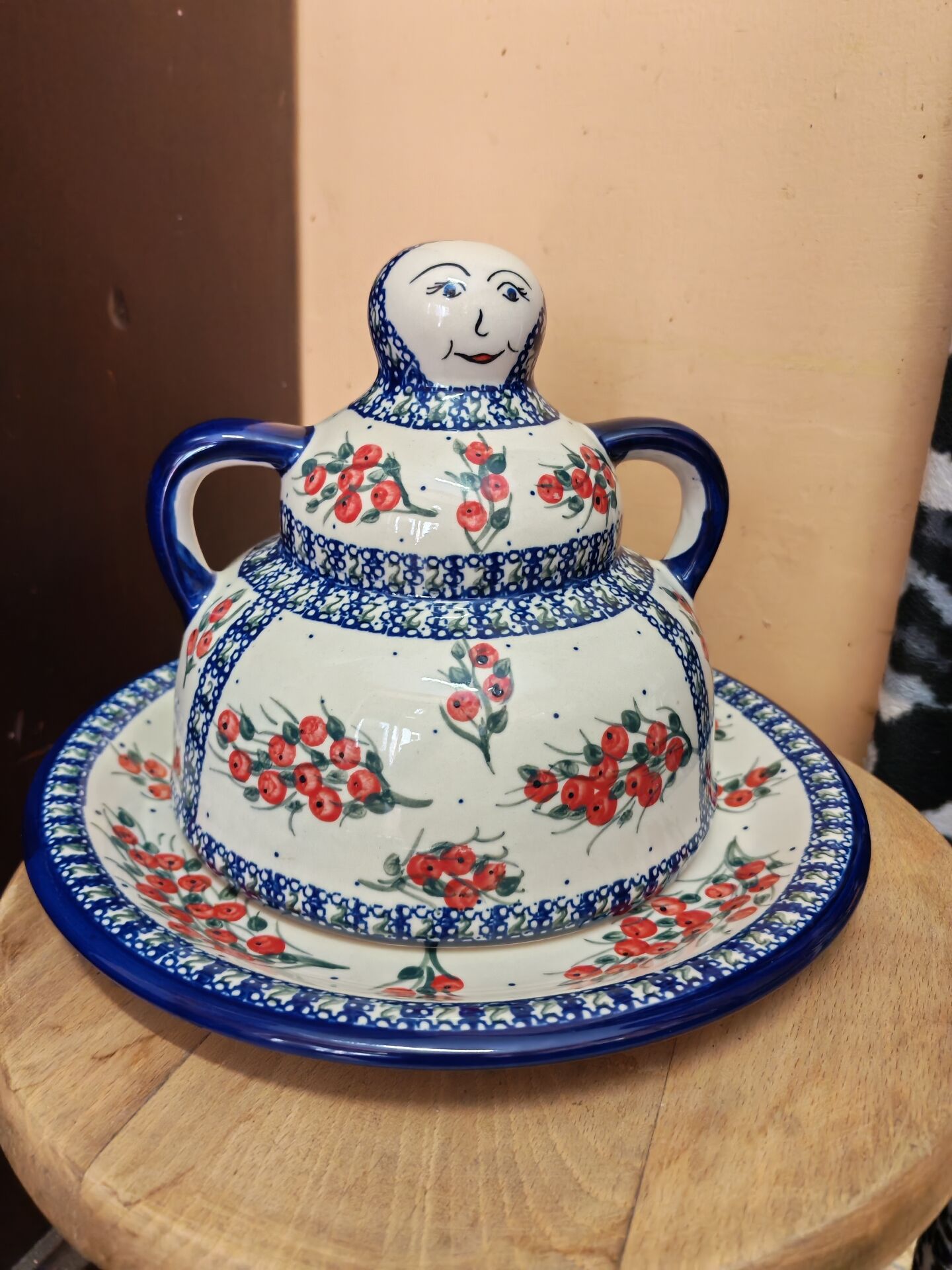 Cloche à fromage grès émaillée Boleslawiec Pologne