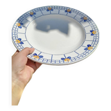Plat de service Sarreguemines Ribeauville Ocre et bleu