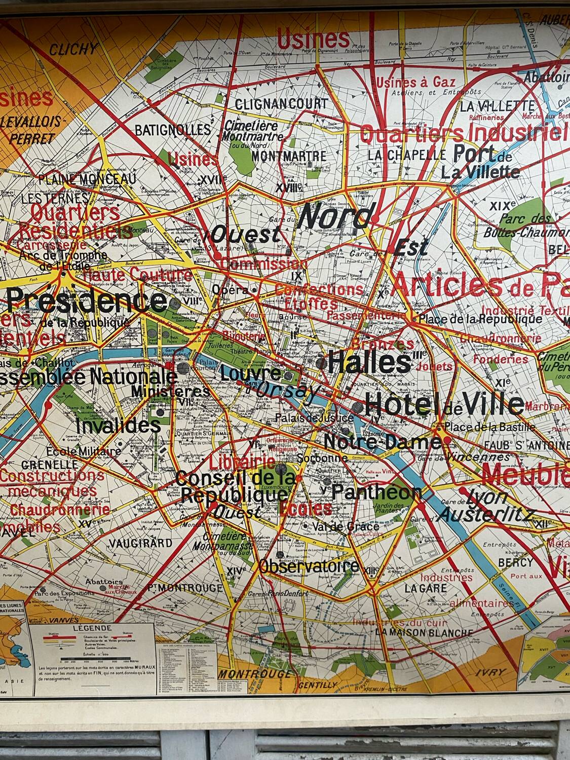 Old School Map School PARIS & Surrounding Areas Numbers 24 & 24bis Vintage