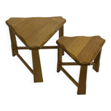 Vintage Scandinavian side tables made of solid wood circa 1970s