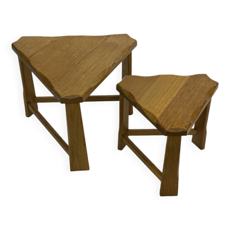 Vintage Scandinavian side tables made of solid wood circa 1970s