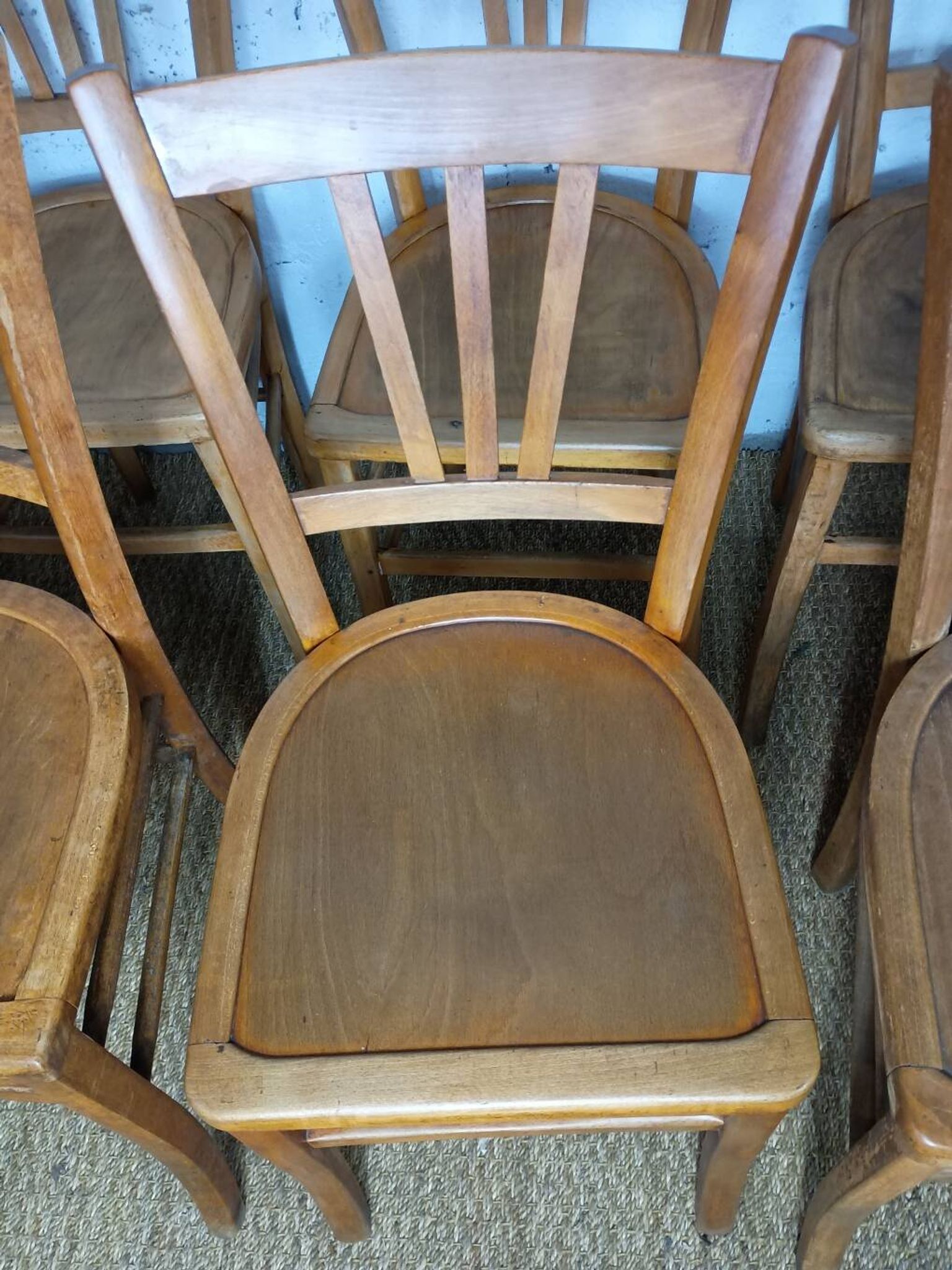 Ensemble de 10 chaises bistrot années 1950-60 vintage Luterma