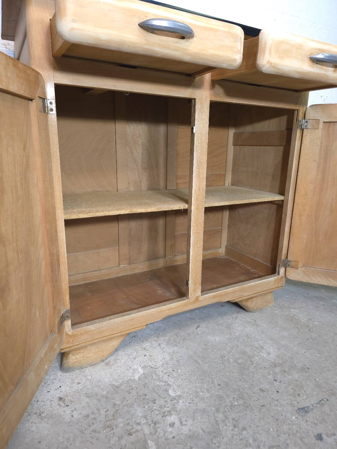 Small kitchen cabinet / small Mado sideboard in raw wood, 1950