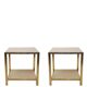 Pair of travertine and 24-carat gold-plated end tables