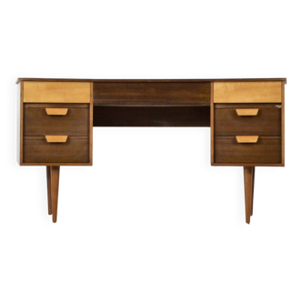 Midcentury Uniflex Walnut And Beech Concave Desk Designed By Gunther