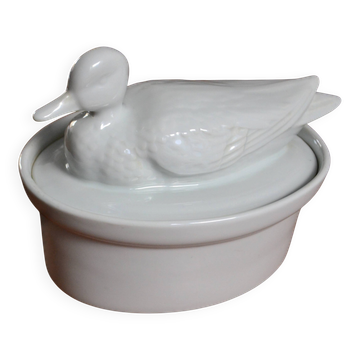 Terrine canard en porcelaine blanche à feu