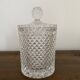 Bonbonniere, diamond-cut crystal pot with vintage lid