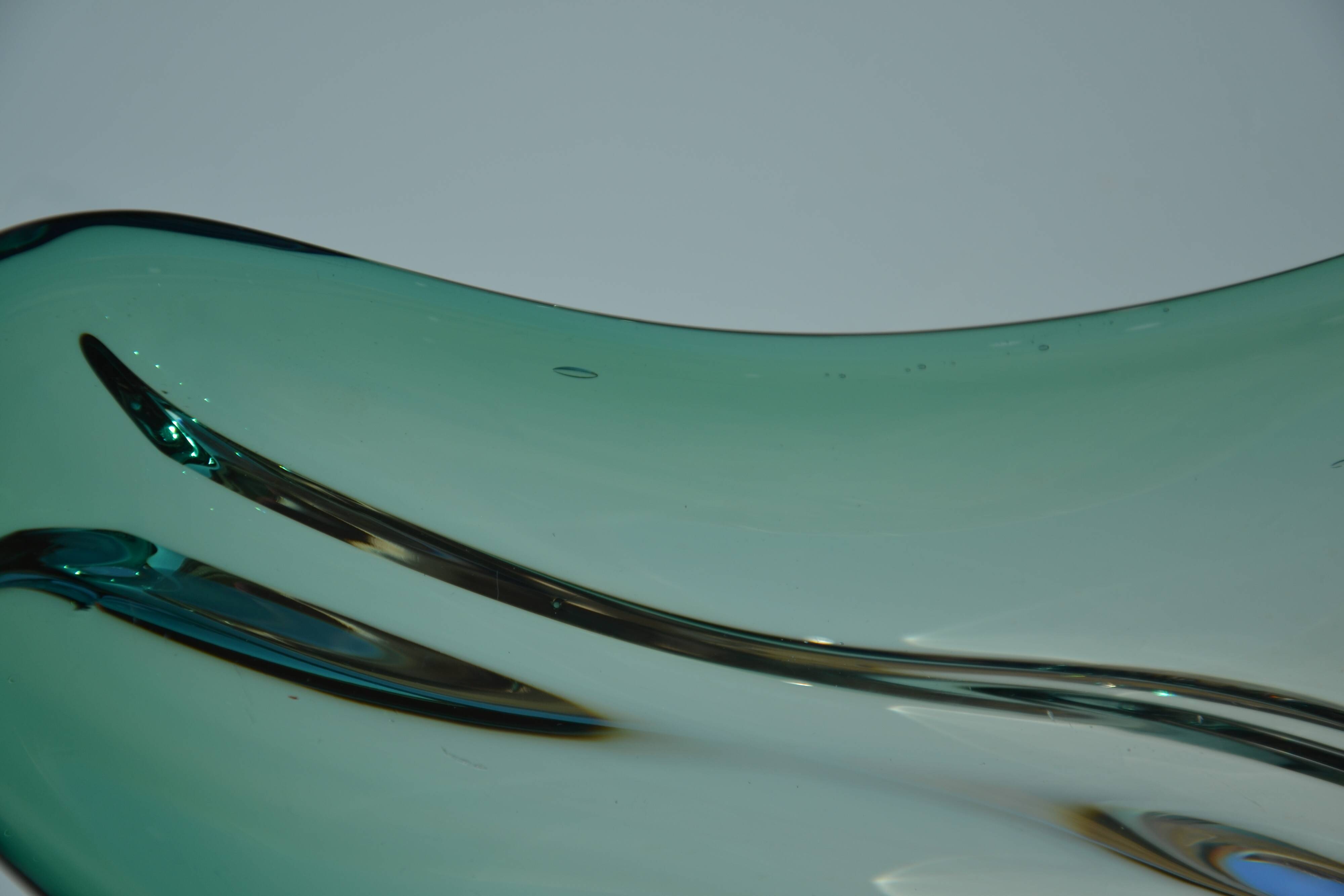Val St Lambert green crystal bowl