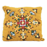 vintage ochre embroidered cushion