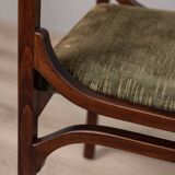 Lot de 4 chaises vintage années 60 en bois et velours vert design italien