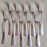 Set of 10 silver metal forks